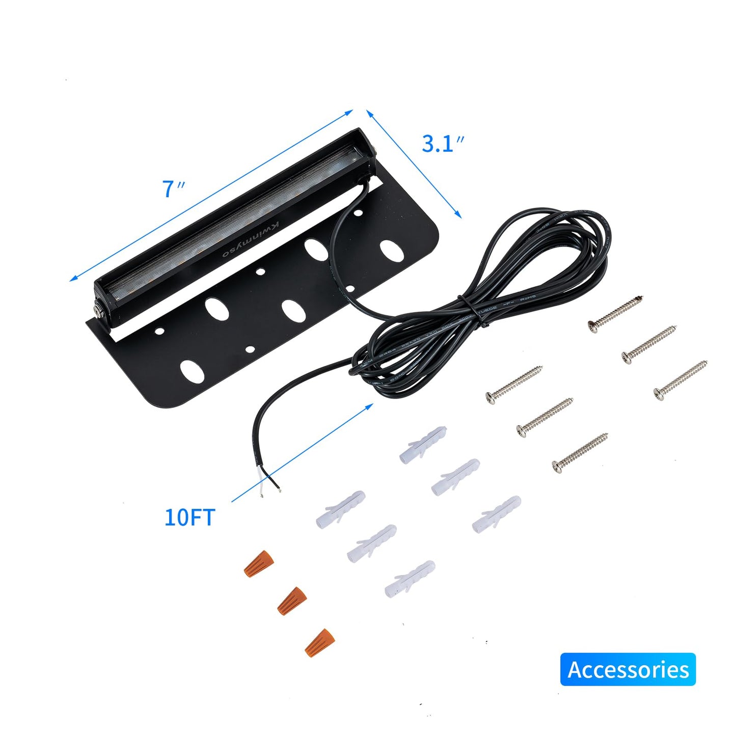 Kwinmyso 12-Packs 3W 7Inch Led Hardscape Paver Lighting 12V Ac/Dc Low Voltage Retaining Wall Lights Landscape Lighting 5000K Daylight White Outdoor Step Light 50 000 Hours Lifespan-Black
