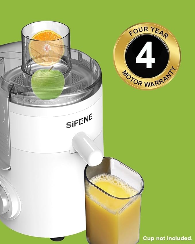 Compact Centrifugal Juicer with 3 Speed Controls, Wide Feed Chute, High Juice Yield, Easy-Clean Design, BPA-Free – White