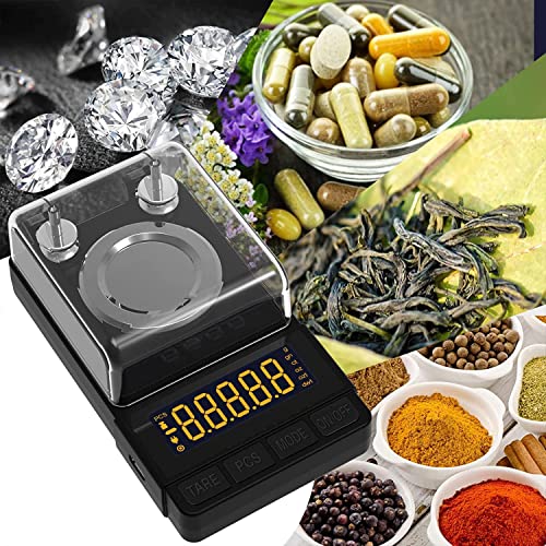 MAXUS Digital Milligram Scale 50g/0.001g, Compact Mg Scale with 20g Calibration Weight and Accessories, Black Powder Scale...