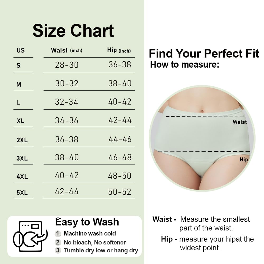 BATTEWA Incontinence Underwear for Women,Leak Proof Underwear Washable Absorbency Cotton Panties Bladder Leakage Protective 50ML(Beige,Large,3-Pack)