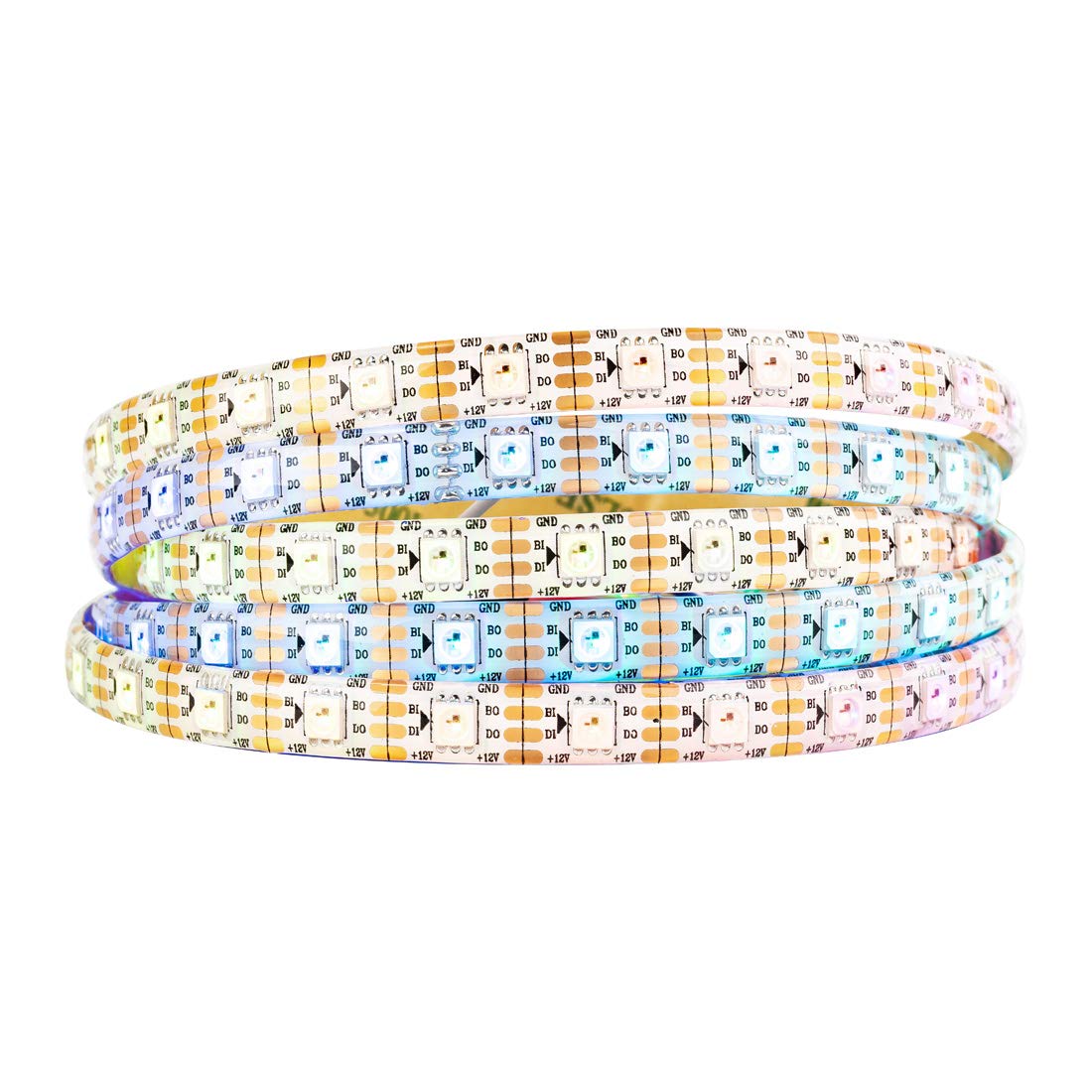 BTF-LIGHTING WS2815 RGB LED Strip Light 16.4ft 300 Pixels IP65 Waterproof Dual Signal White PCB