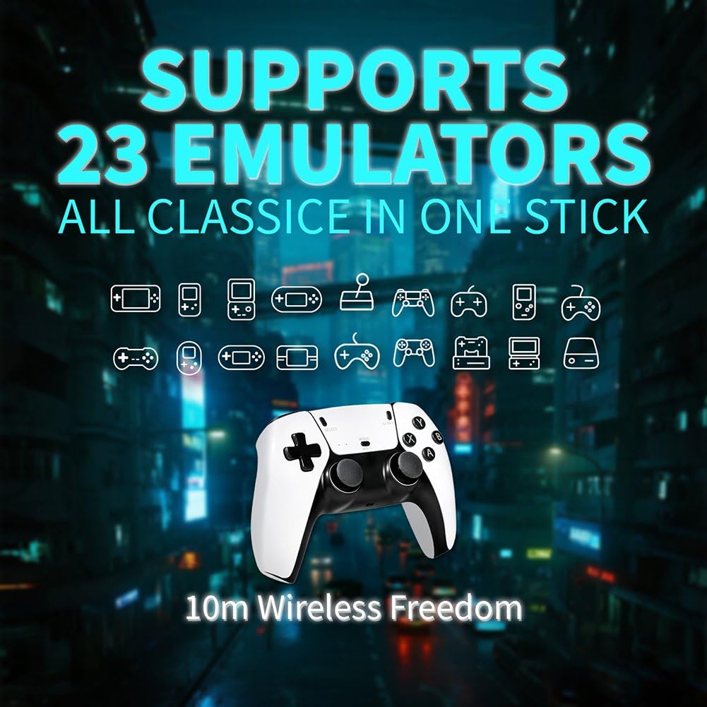 Retro Game Console Stick 2025, 4K HDMI Plug & Play with 20,000+ Classic Games, 64GB Game Stick with 2 Wireless Controllers, Supports 18 Emulators for TV Gaming