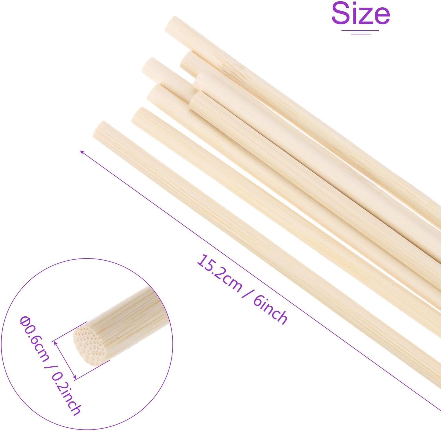 DMiotech 50 Pack 1/4" x 6" Wooden Dowel Rods Unfinished Natural Sticks Wood Craft Sticks for Home Decor Projects and Making DIY Craft,Wood Color
