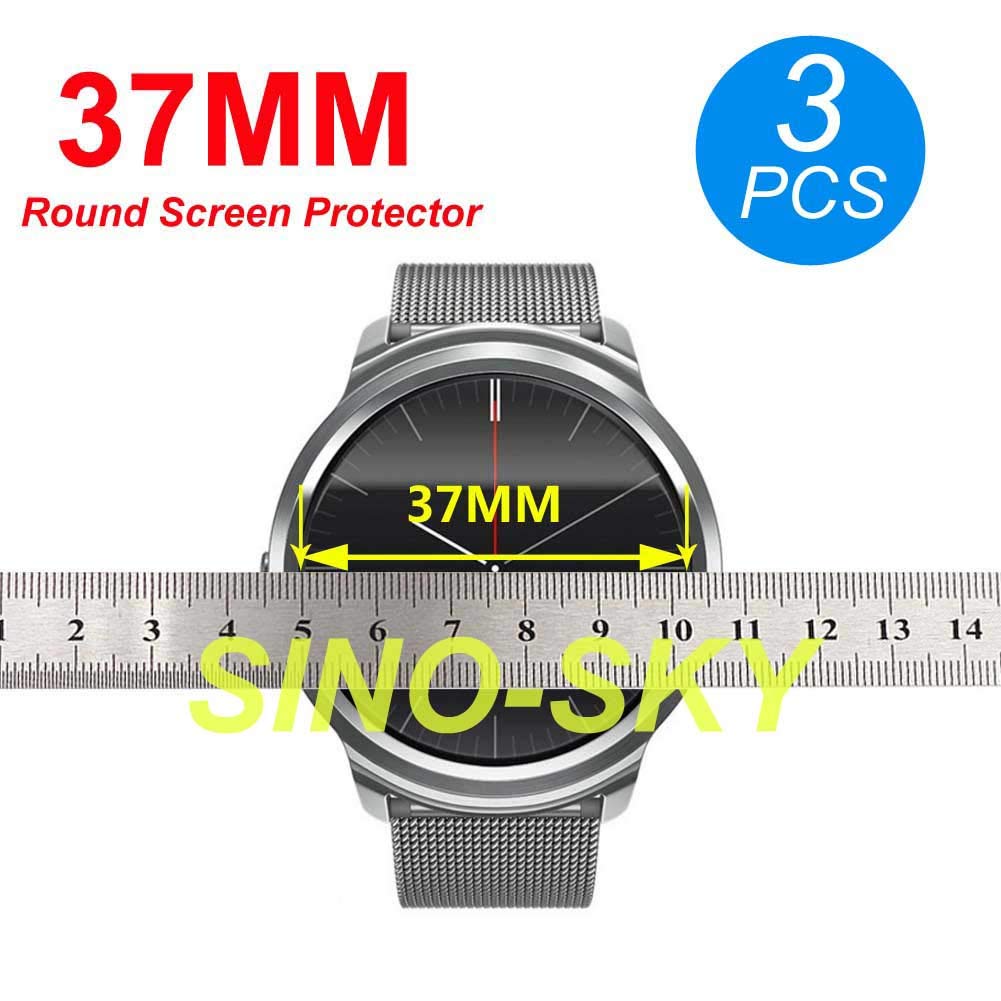 Sino-Sky [ 3-Pcs] Universal Round Smart Watch Hd Screen Protector,Anti-Scratch, Anti-Fingerprint, Bubble Free 37Mm