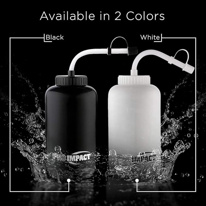 Pro Impact Squeezable Water Bottle Bendable Long Straw - LDPE BPA Free Plastic - Hydration for Baseball Hockey Gym MMA Yoga Boxing Cycling Softball Football Lacrosse (35.5 Oz.)