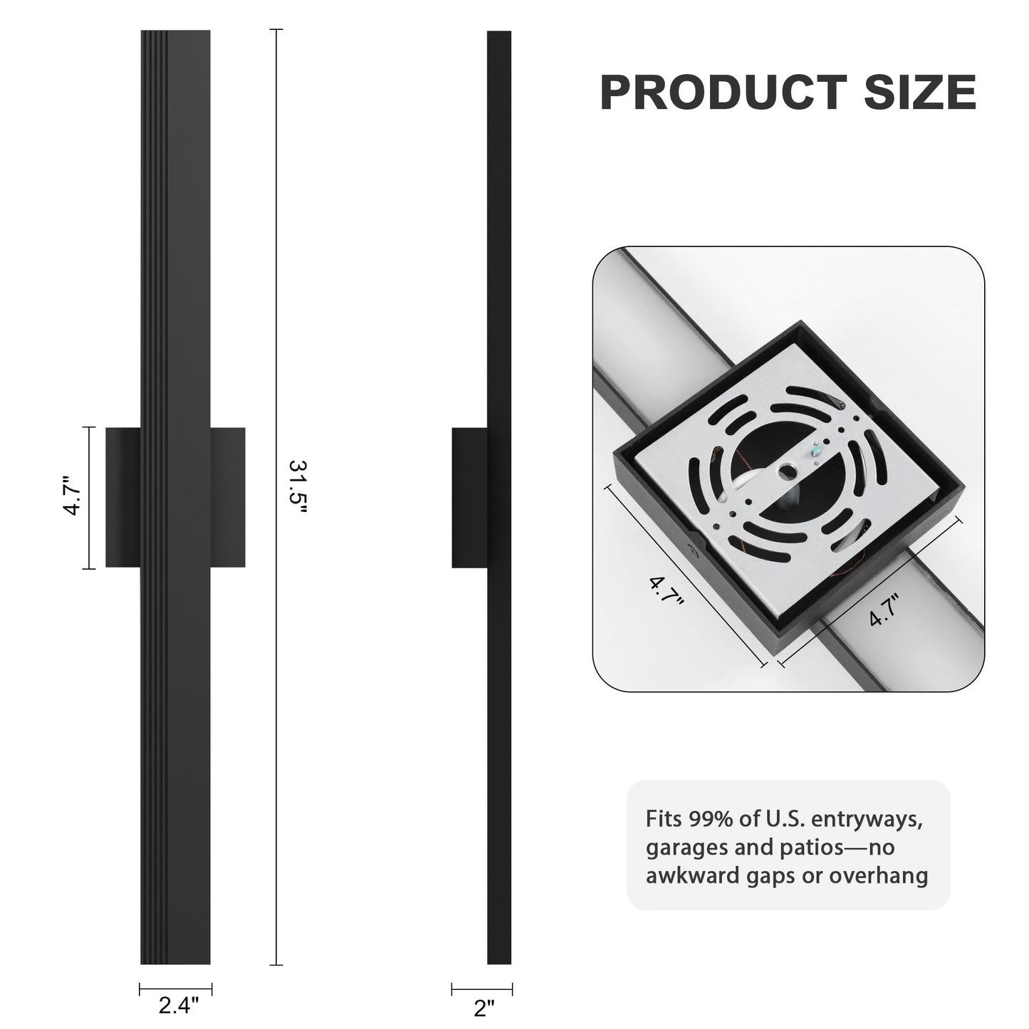 Lamqee 31.5 In Aluminum Long Outdoor Wall Light  3000K 2000Lm Integrated Led Waterproof Ip65  Linear Modern Exterior Lighting Fixtures Wall Mount Outside Sconce For House Porch Patio Garage Front Door