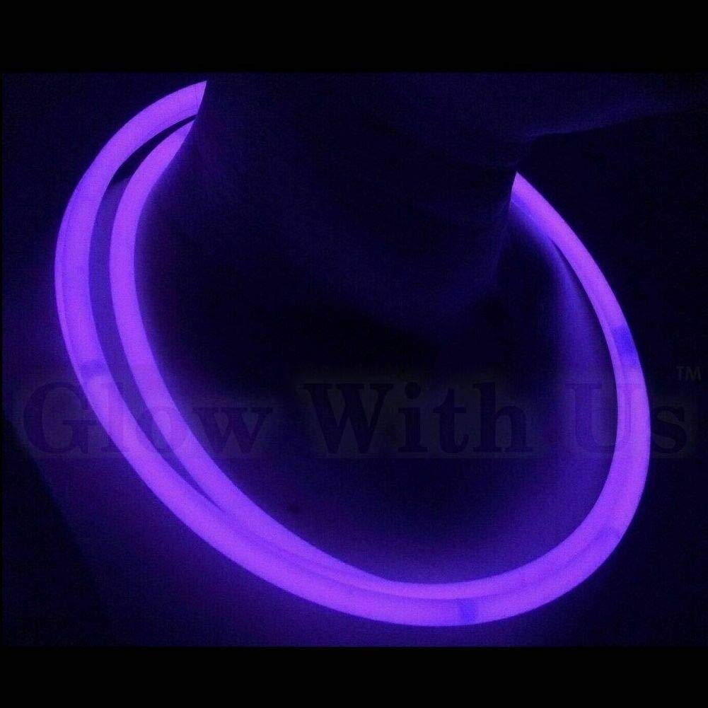 Glow Sticks Bulk Wholesale Necklaces, 600 22    Purple Glow Stick Necklaces, Bright Color, Glow 8-12 Hrs, Connector Pre-Attached