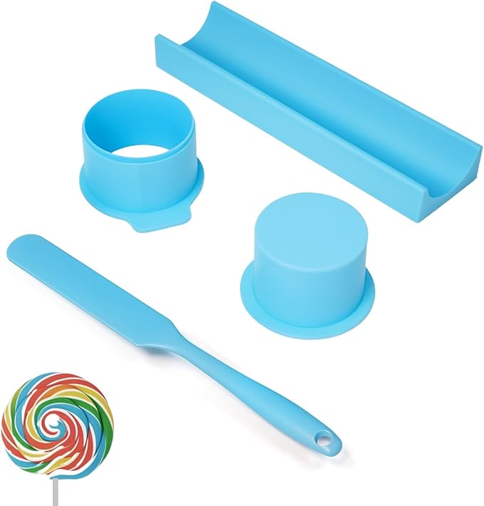 Cake Pop Mold Maker Cutter Set - Include 2 Inch Circle Pusher & 9 Inch Tray & silicone knife, Baking Kit for Home, Birthdays, Weddings (Blue)