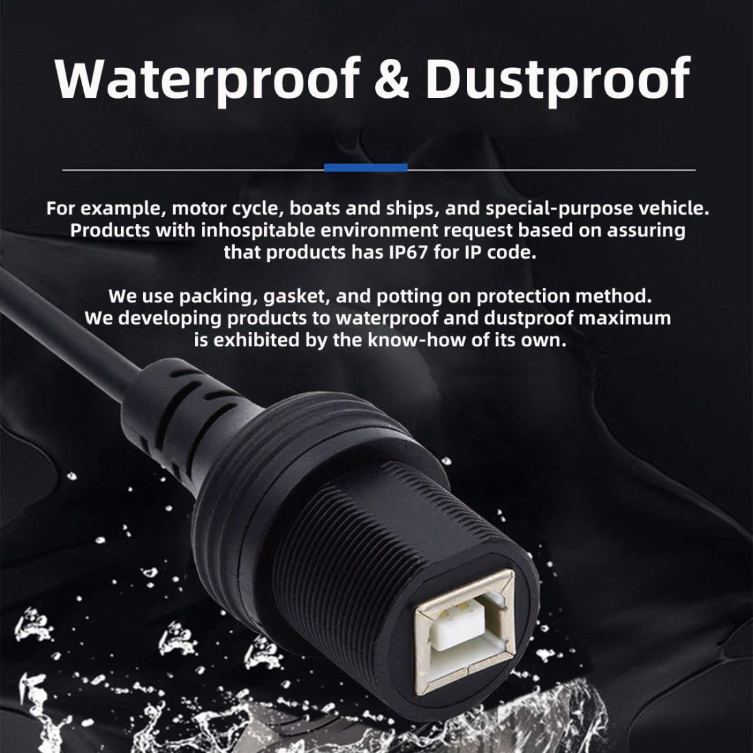 Chenyang Usb 2.0 Type B Printer Scanner Flush Mount Male To Female Extension Cable For Car Dashboard Panel Mount Waterproof Dust
