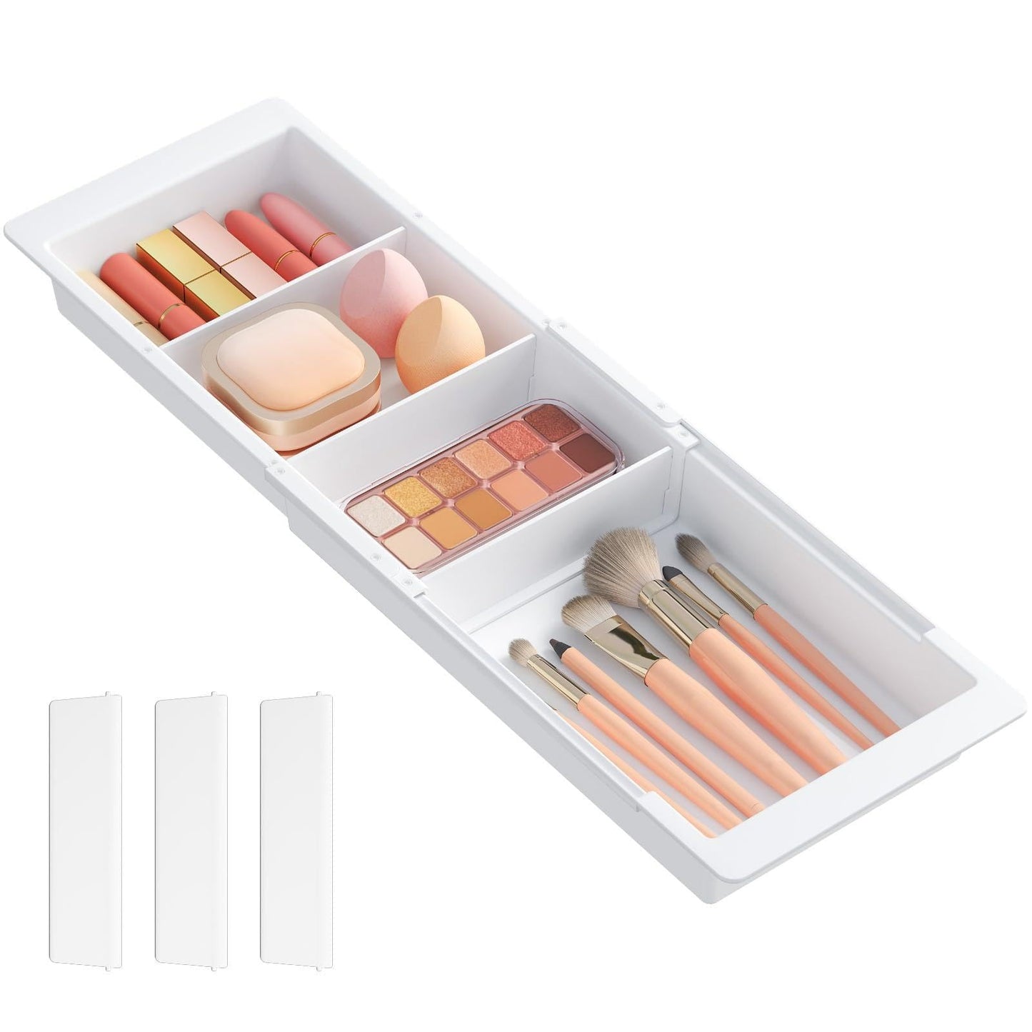 Lifewit Sliding Makeup Drawer Organizer Trays with Inserts, Extendable Hanging Desk Drawer Divider, Fits 13-20 Deep Drawers, 1.8
