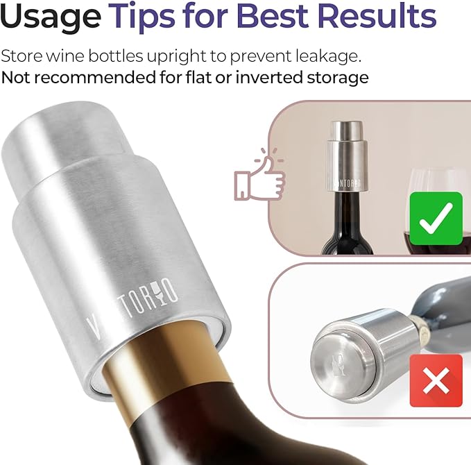 [2 PACK] Vintorio Wine Bottle Stoppers, Vacuum Wine Stoppers, Reusable Wine Preserver, Wine Corks Keep Fresh