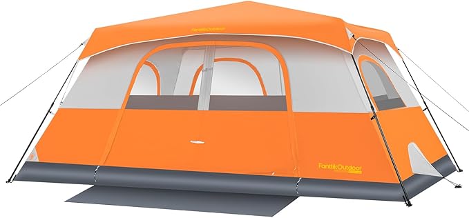 FanttikOutdoor Camping Tent 4/6/8/10 Person Instant Cabin Tent Setup in 60 Seconds with Rainfly & Windproof Portable with Carry Bag for Family Camping & Hiking