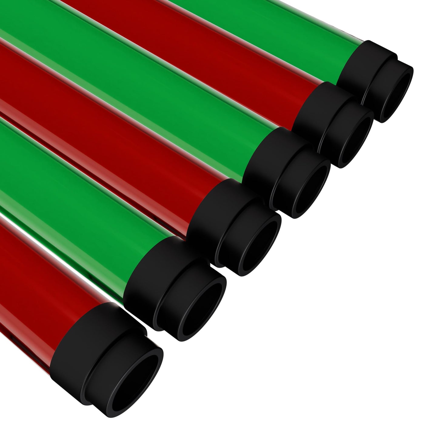 Kastlite T8 Led/Fluorescent Light Tube Guard With End Caps - 46-3/8 Lamp Diffuser Covers & Safety Sleeves  Christmas Red/Green Protective Plastic Bulb Covering & Overhead Lighting Accessory  12-Pack