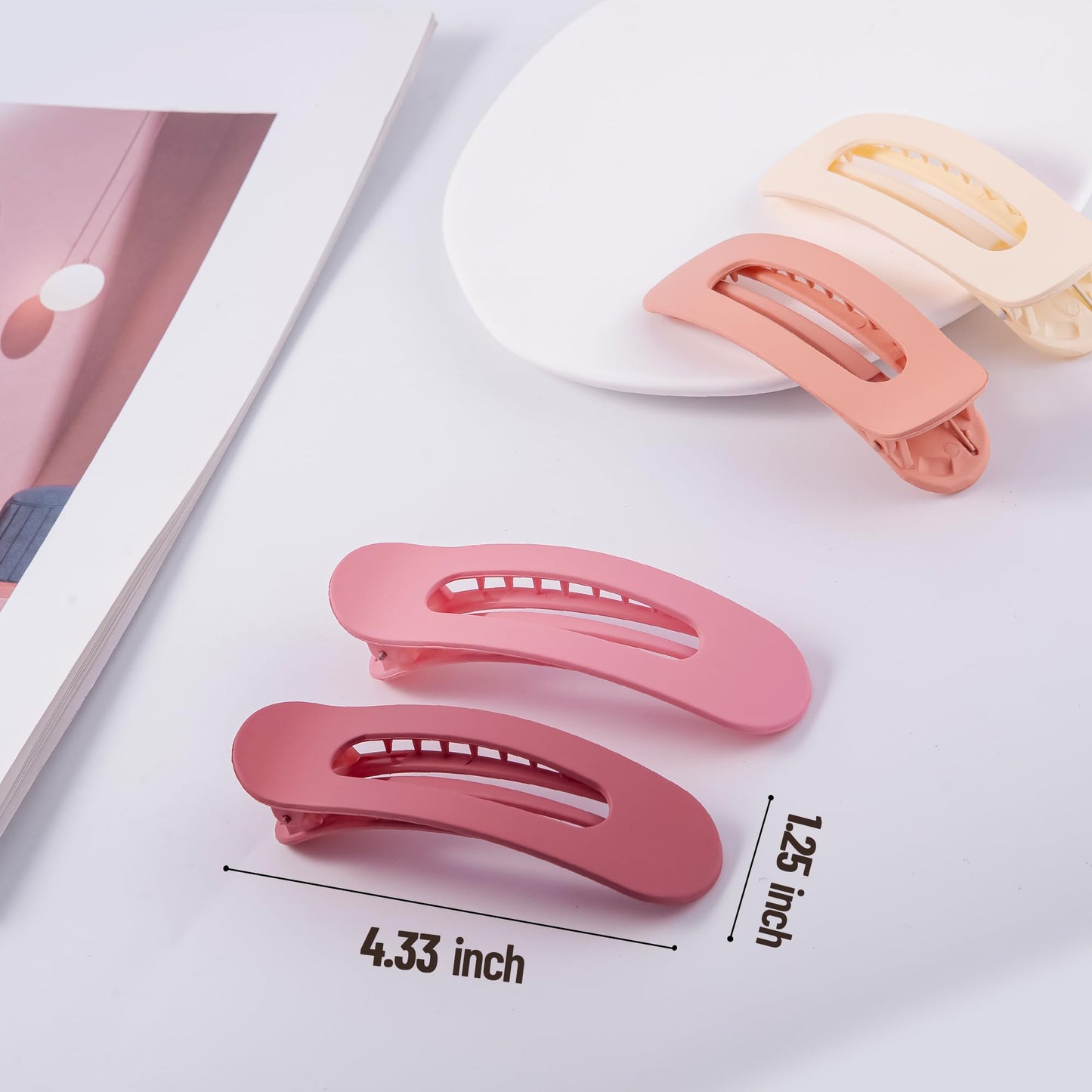 Cptots 8 Pcs Large Lay Flat Claw Clips for Women French Side Slide Barrettes for Thin Fine Hair Rectangle Alligator Hair Accesso