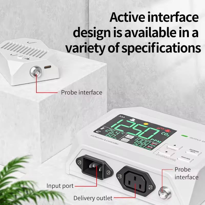 YFYIQI CO2 Controller Digital CO2 Controller with CO2 Measurement Range 0-9999ppm Display Resolution 1ppm CO2 Repeatability 10ppm Warm-up Time <20s External Sensor Mode Conversion