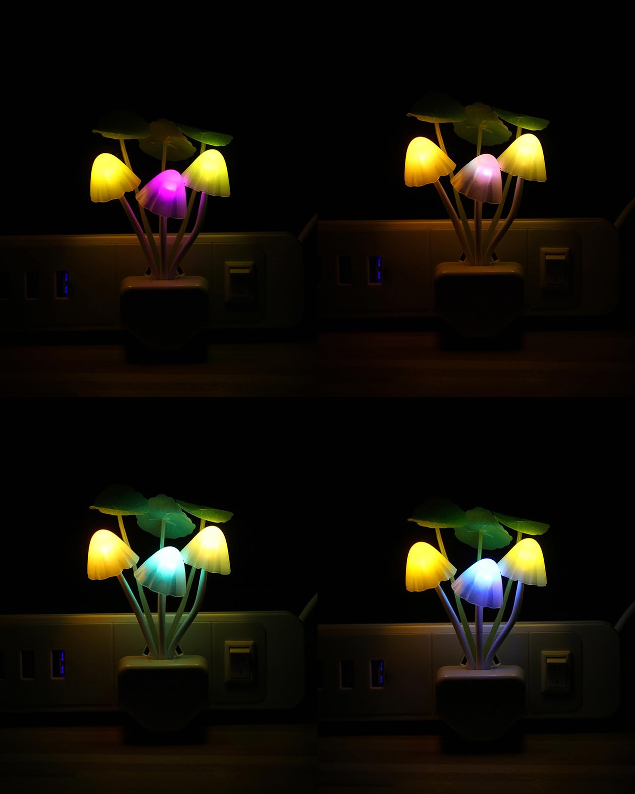 Rienar Led Mushroom Night Light, Color Changing, Plug-In, Plastic, One Size, Blue/Yellow/White, Model Fba_Rienar-103