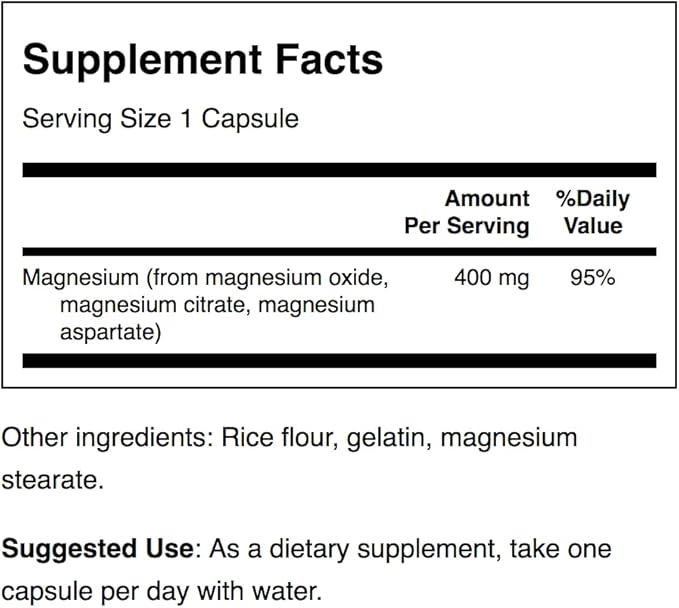 Swanson Triple Magnesium Complex - Mineral Supplement - Natural Support - Featuring Citrate, Oxide & Aspartate - (300 Capsules, 400mg Each,) (4 Pack)