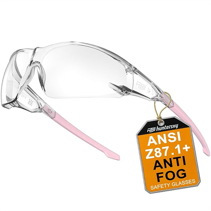 HTS HUNTERSKY ANSI Z87.1 Anti-Fog Wrap-Around Clear Safety Glasses, Pickleball lab chemistry goggles with Scratch Resistant