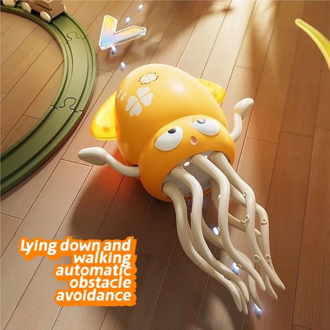 Electric Dancing Octopus Baby Toy, Automatic Evasion Octopus Toy with Led Light and Music, Interactive Entertainment for Baby Sensory Development Birthday Gifts(Green)