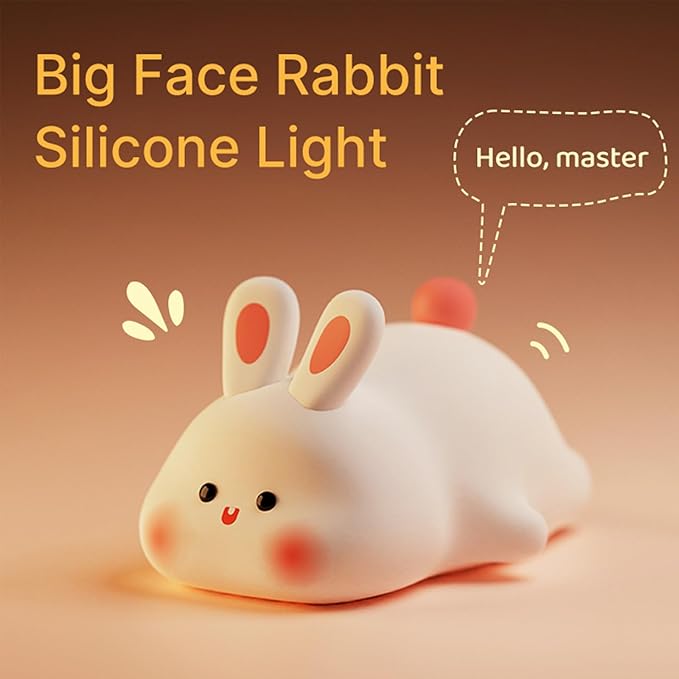 Cute Silicone Rabbit Night Light, Dimmable Light up Bunny, Cute Silicone Baby lamp, Rechargeable Bunny Light for Kids Room Decor, Squishy lamp for Nursery Breastfeeding Bedroom Living Room