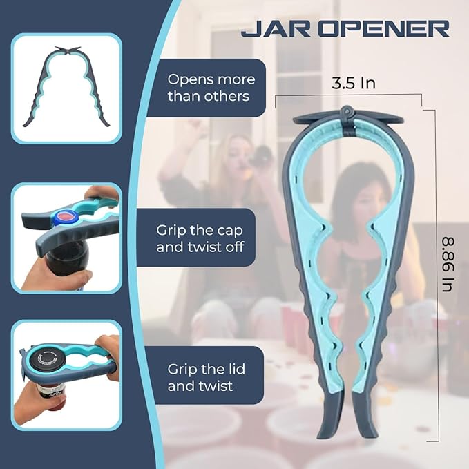 Jar Opener Set 3 Pieces LAGONOVA – Bottle Opener, Silicone Grip Pad, Lid Remover for Arthritic Hands, Kitchen Essential for Jars, Bottles & Cans