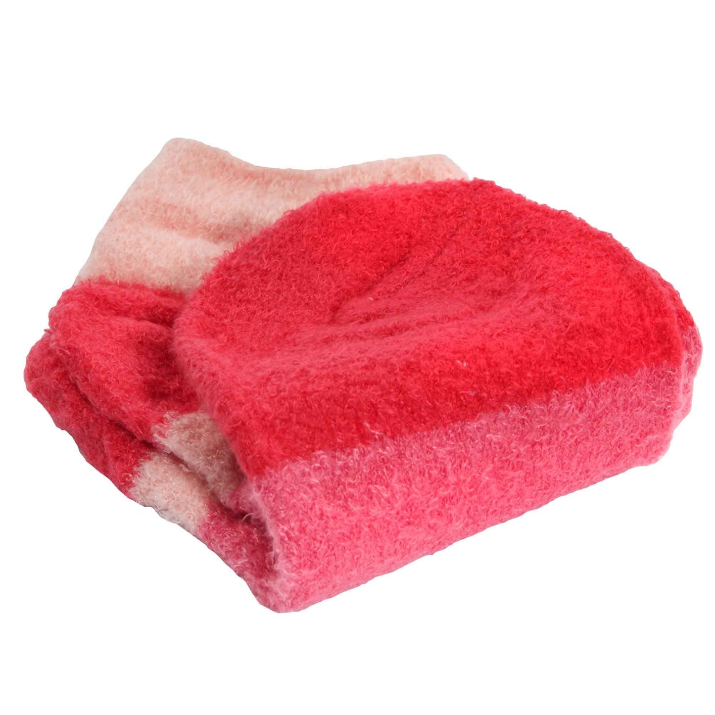 BambooMN Women's Small Fuzzy Soft Aloe Infused Nylon Spa Socks, Strawberry, 3 Pairs