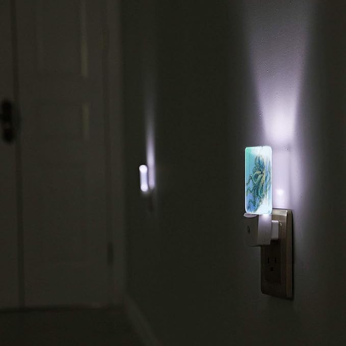Led Night Light, Blue Octopus Decorative Plug in Nightlights,with Smart Auto Dusk to Dawn Night Light for Bedroom, Kitchen, Nursery, Bathroom
