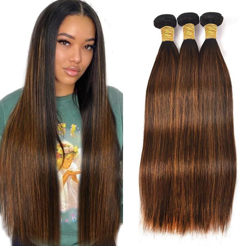 Lagalaga Bundles Human Hair 24 26 28 Inch Straight Wave P4/30 Human Hair Bundles Unprocessed Brazilian Virgin Hair Quick Weave H