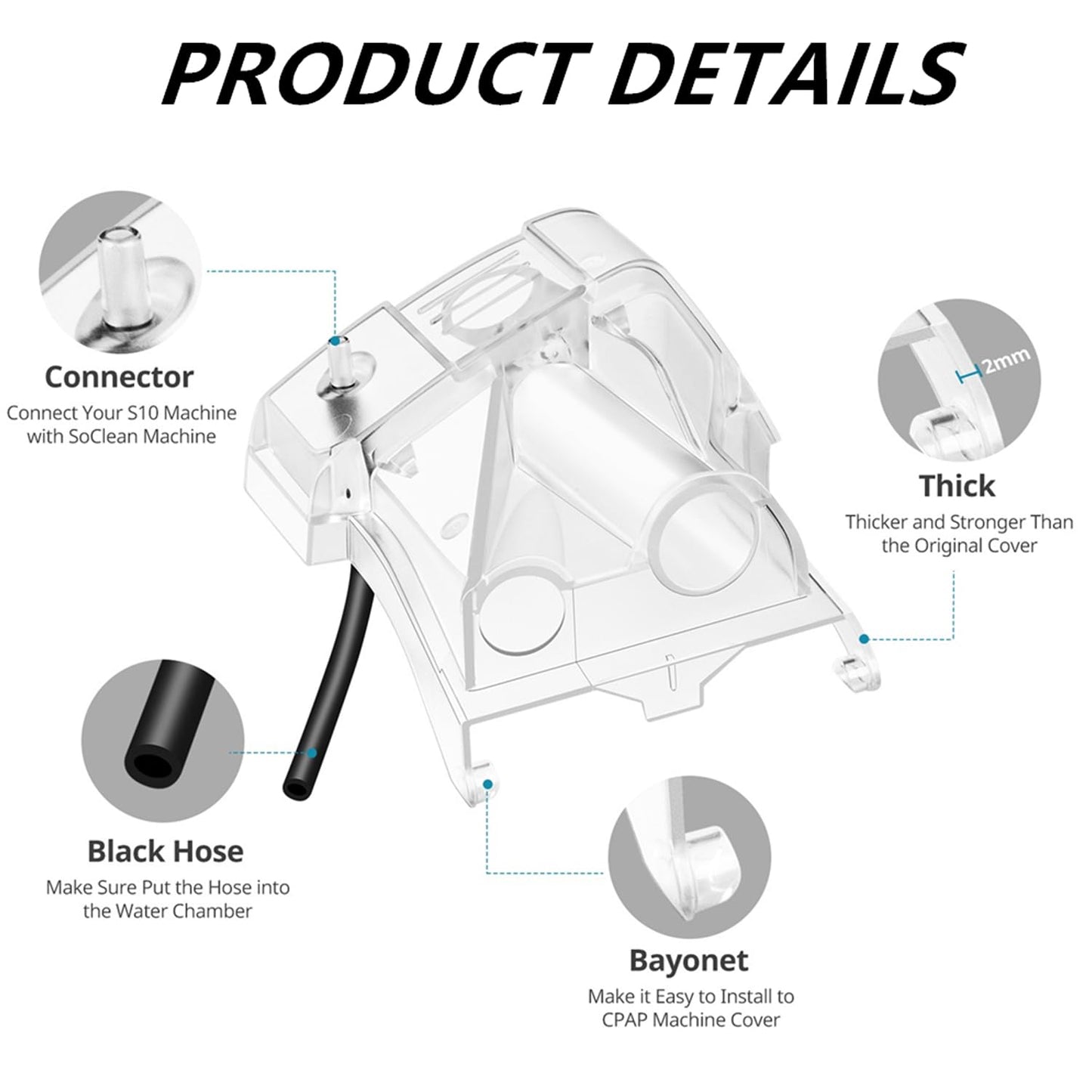 Universal Tubing Adapter for AirCurve 10 Series Machines and ResMed AirSense 10, Compatible with Cleaner and Sanitizer Machines