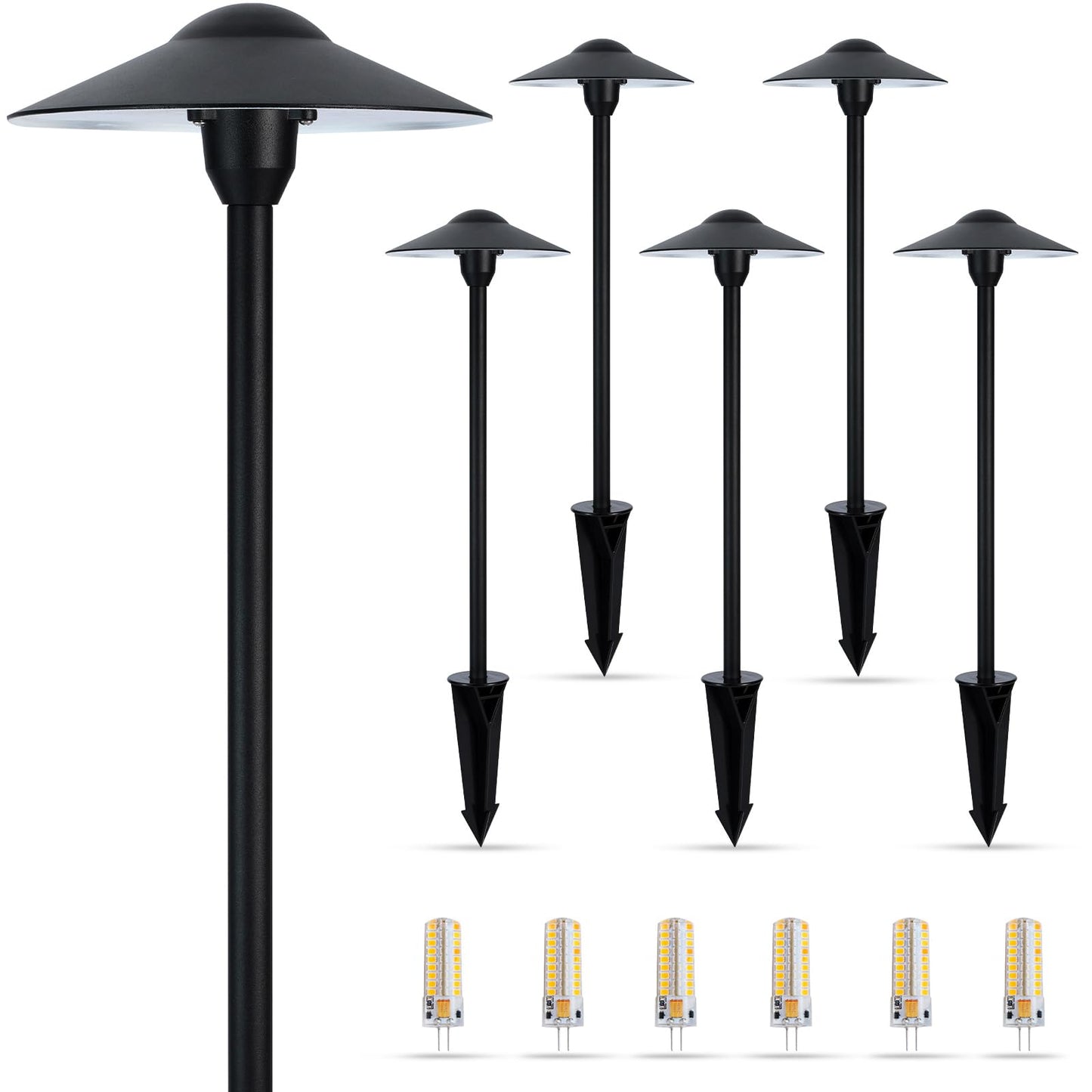 Gardencoin Low Voltage Pathway Lights (8.5 Shade, 21.5 Tall),12V Outdoor LED Landscape Path Lights Wired, Aluminum Pathway L