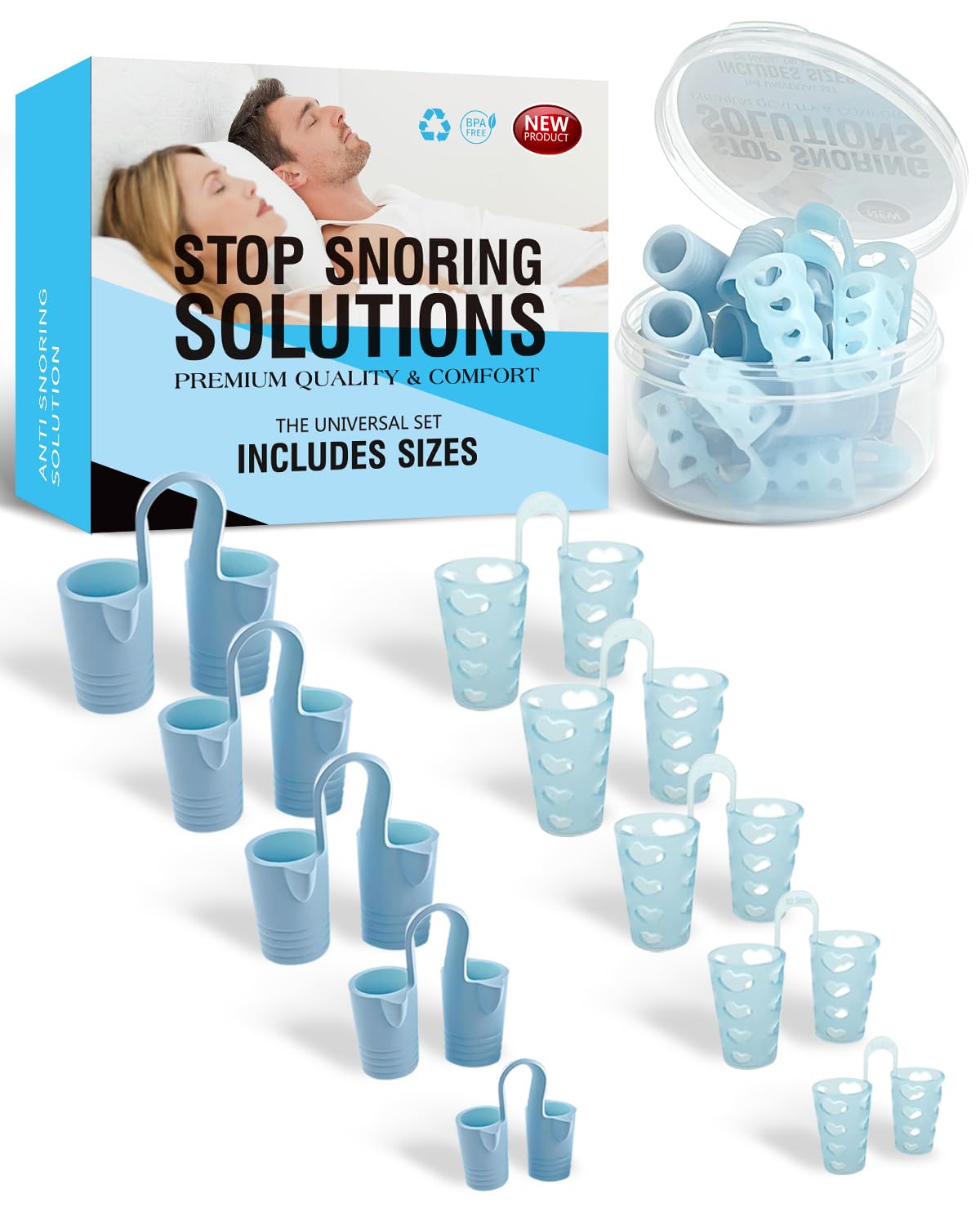 MQXUNMI Anti Snoring Devices, 10 Pack Soft Silicone Nose Vents with Different Sizes to Stop Snoring, Effective Anti Snoring Nose Dilator to Enjoy A Peaceful Night's Sleep