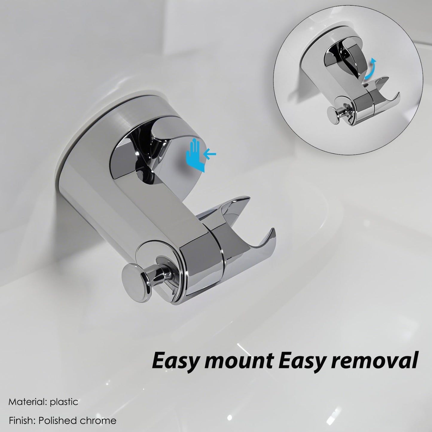 Handheld Shower Head Holder - Enhanced Suction Cup - Large Angle Adjustability - Bathroom Wall Mount Shower Wand Holder (Polishe