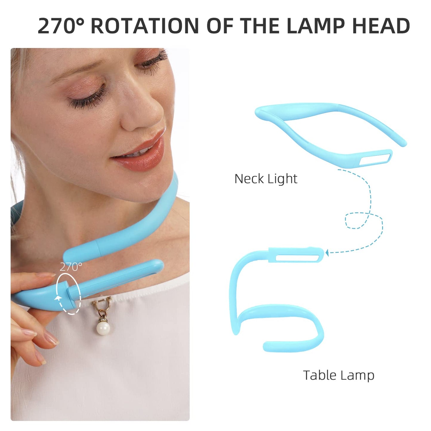 LALAKU LED Neck Light, Adjustable Brightness, 3 Color Modes, 2PCS, Blue, Model GH-8