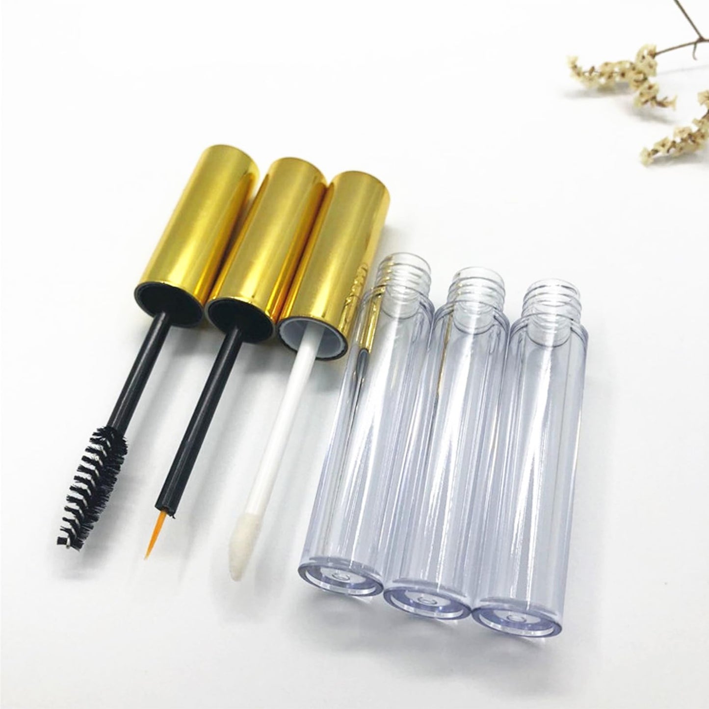 Ideal Swan 10ml Empty Mascara Tube Eyeliner Cream Container Bottle, Lip Gloss Bottle with 3 Piece Funnel & Rubber Inserts for Ca