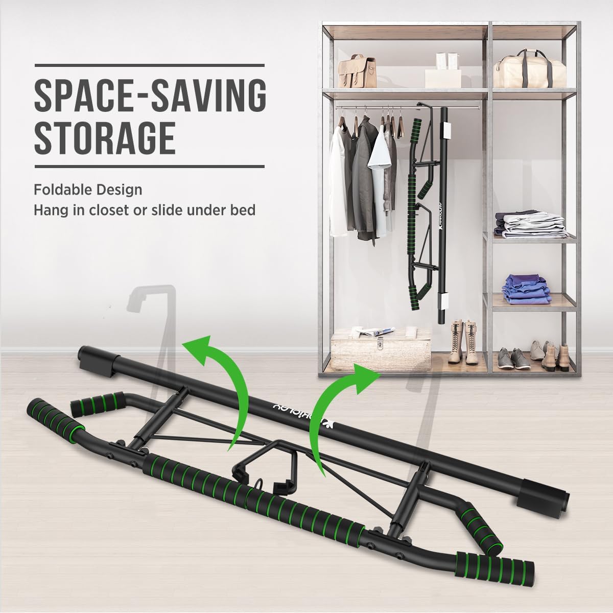 New Upgrade Pull Up Bar for Doorway - Foldable Design & Space-Saving, Upto 440 Lbs Capacity, No Screwing or Slipping - USA Original Patent, Designed, Shipped, Warranty