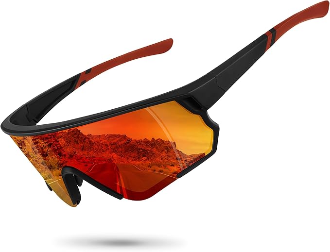 Ofwin Polarized Sports Sunglasses for Men Women UV Protection Cycling Bike Running Wrap Around Sun Glasses