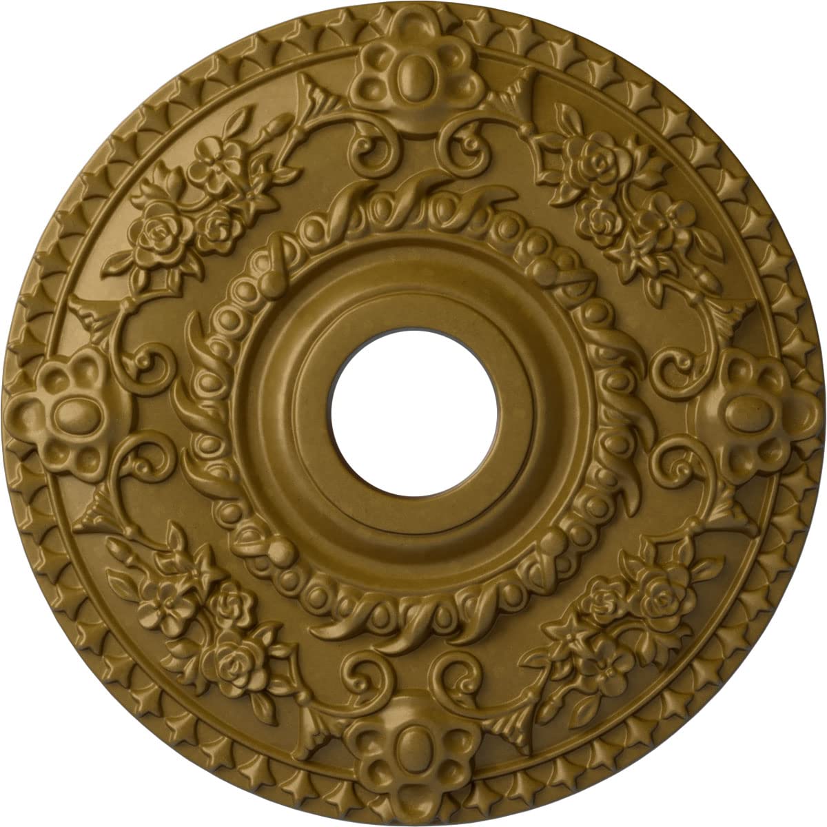 Ekena Millwork Cm18Rogls Rose Ceiling Medallion Fits Canopies Up To 7 1/4, Gold