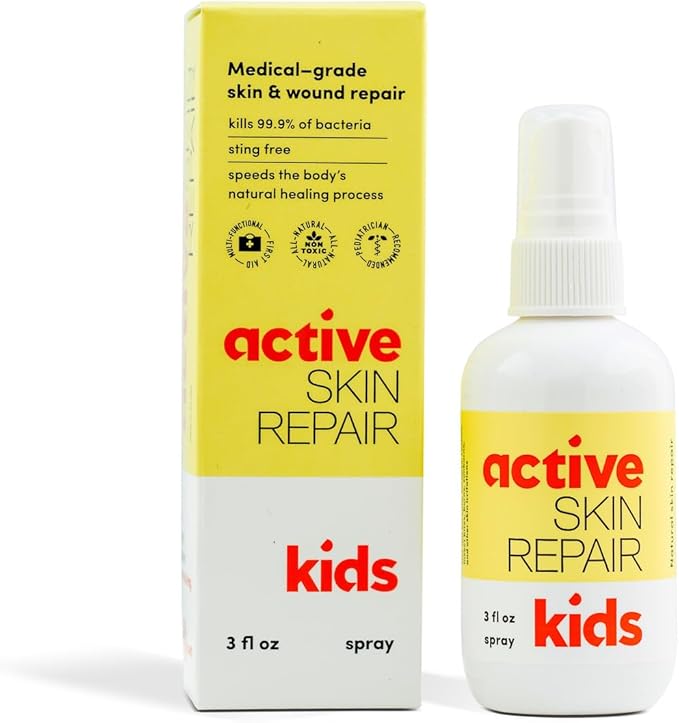 Active Skin Repair Kids First Aid Spray - Non-Toxic & Natural Kids Antiseptic Formula for Minor Cuts, Wounds, Scrapes, Ras...
