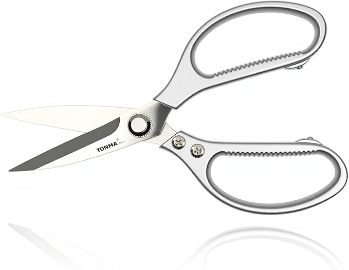 TONMA Kitchen Scissors All Purpose [Made in Japan] Effortless Cutting, Quality Japanese Ergonomic Handle Heavy Duty Poultry Shears for Herbs, Chicken, Food, Office, Leather