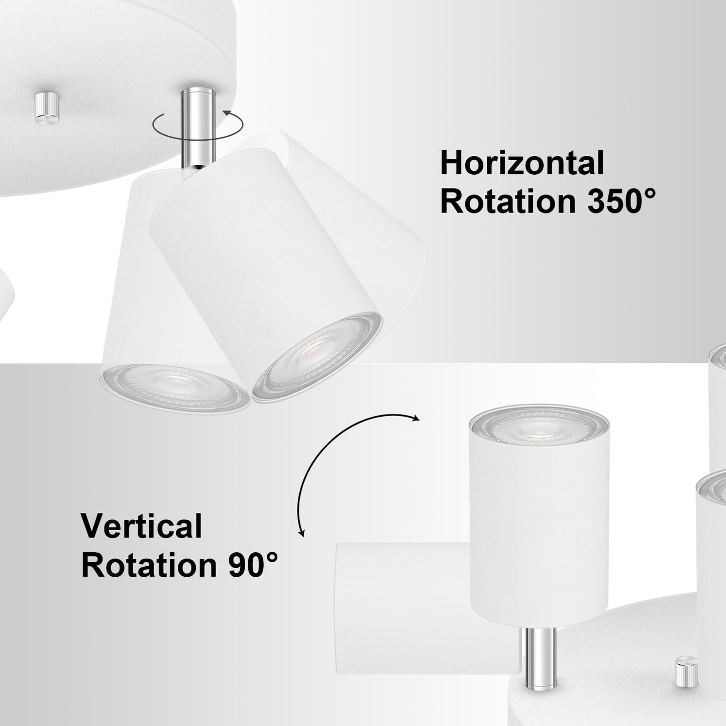 4 Light Track Lighting Fixtures Ceiling  Matte White Round Directional Ceiling Spotlight  Gu10 Flush Mount Track Fixture  Adjustable Modern Led Track Lights For Kitchen/Living Room  Bulb Not Included