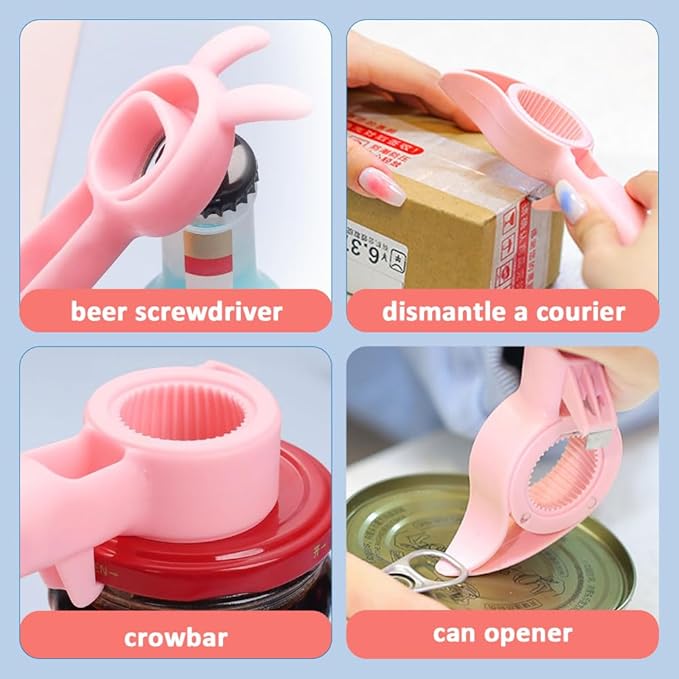 4 in 1 Beer Bottle Opener, 2023 New Multifunction Handheld Can Beer Opener for Jelly Jars Wine Beer Cans Sauce Bottles(4 Pcs)