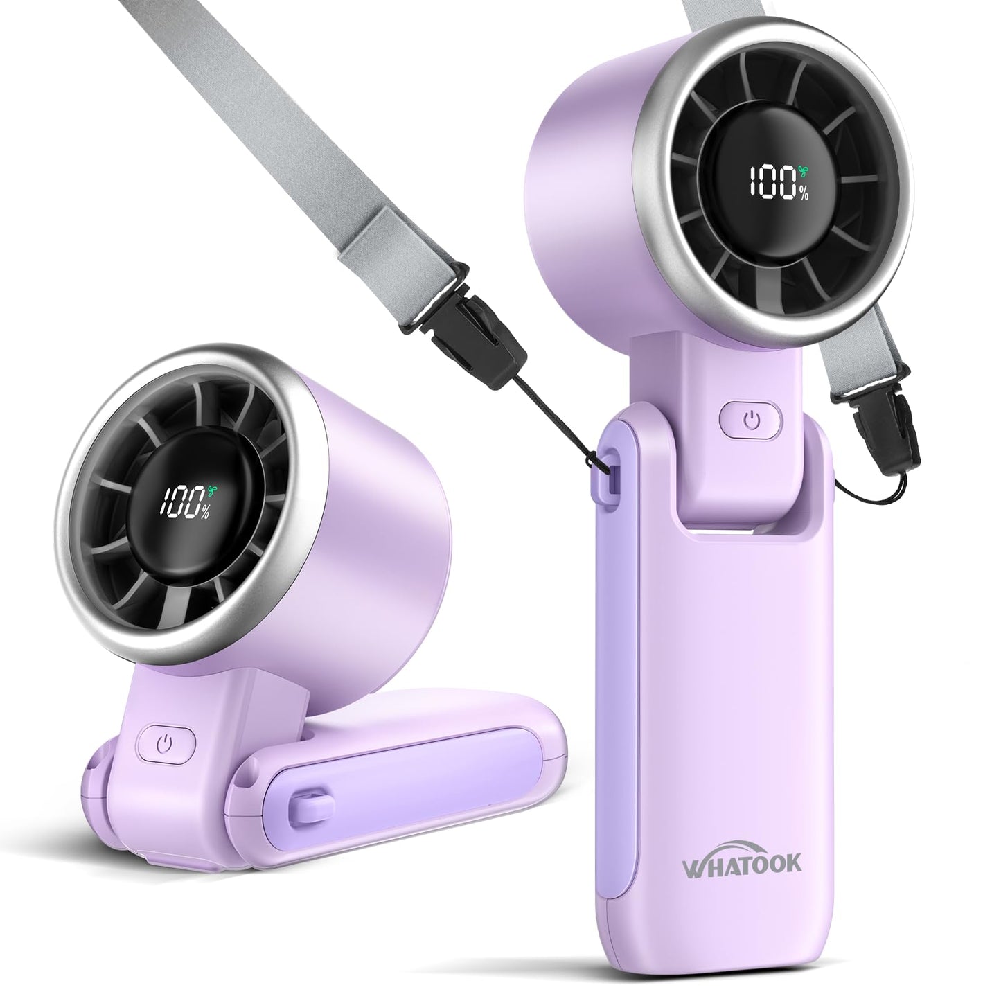WHATOOK Portable Fan Handheld Mini Fan: Travel Fans with Air Turbo Tech, 4000mAh Battery with LED Display, 5 Gear Wind, 3 in 1 F