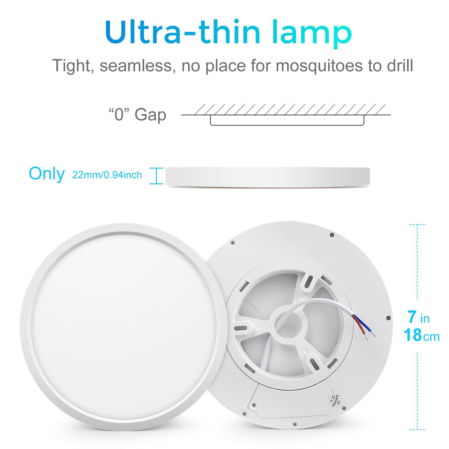Lightingwill 7 Inch Led Flush Mount Ceiling Light Fixture  2800K Warm White  1500Lm  12W  Flat Modern Round Lighting Fixture  120W Equivalent White Ceiling Lamp For Kitchens  Bedrooms.Etc.