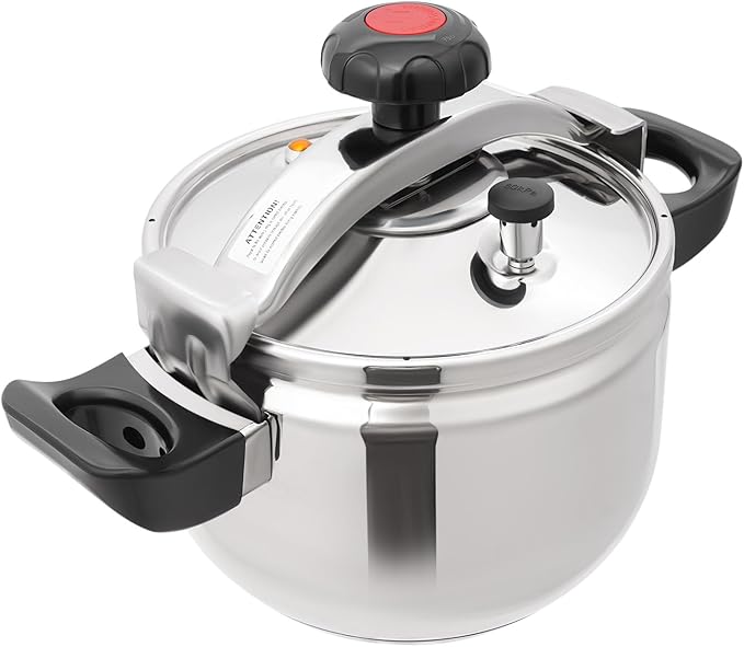 7.4QT Stainless Steel Pressure Cooker, 60Kpa Large Steamer Cooking Pressure Canners, Safety Valves, Compatible with Induction and Gas Stovetops for Family or Commercial
