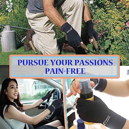2 Pairs Copper Arthritis Gloves - Compression Gloves for Arthritis Pain Relief Rheumatoid Osteoarthritis Carpal Tunnel, Fi...