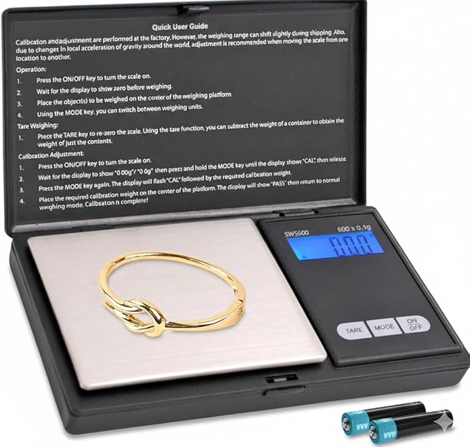 Smart Weigh SWS600 Elite 600g x 0.1g Digital Gram Scale, Pocket Sized Jewelry, Nutrition Kitchen, and School Scale, Slim D...