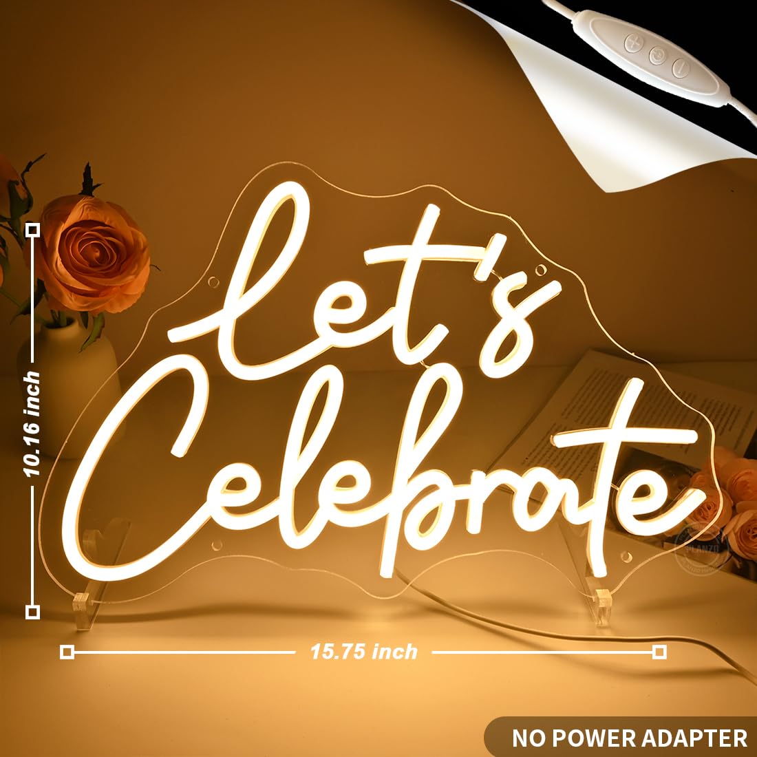 Planzo LetS Celebrate Led Neon Sign Light Wedding Gratuation Birthday Party Wall Sign Decor Backdropbedroom Bar Thanksgiving Christmas Banner Usb 15.75 X 10.16