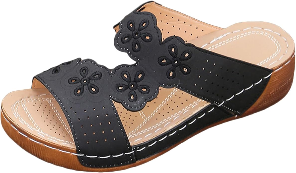 JEUROT Womens Wedge Sandals Open Toe Comfortable Walking Platform Slides Orthopedic Sandal Casual Slip on Summer Shoes