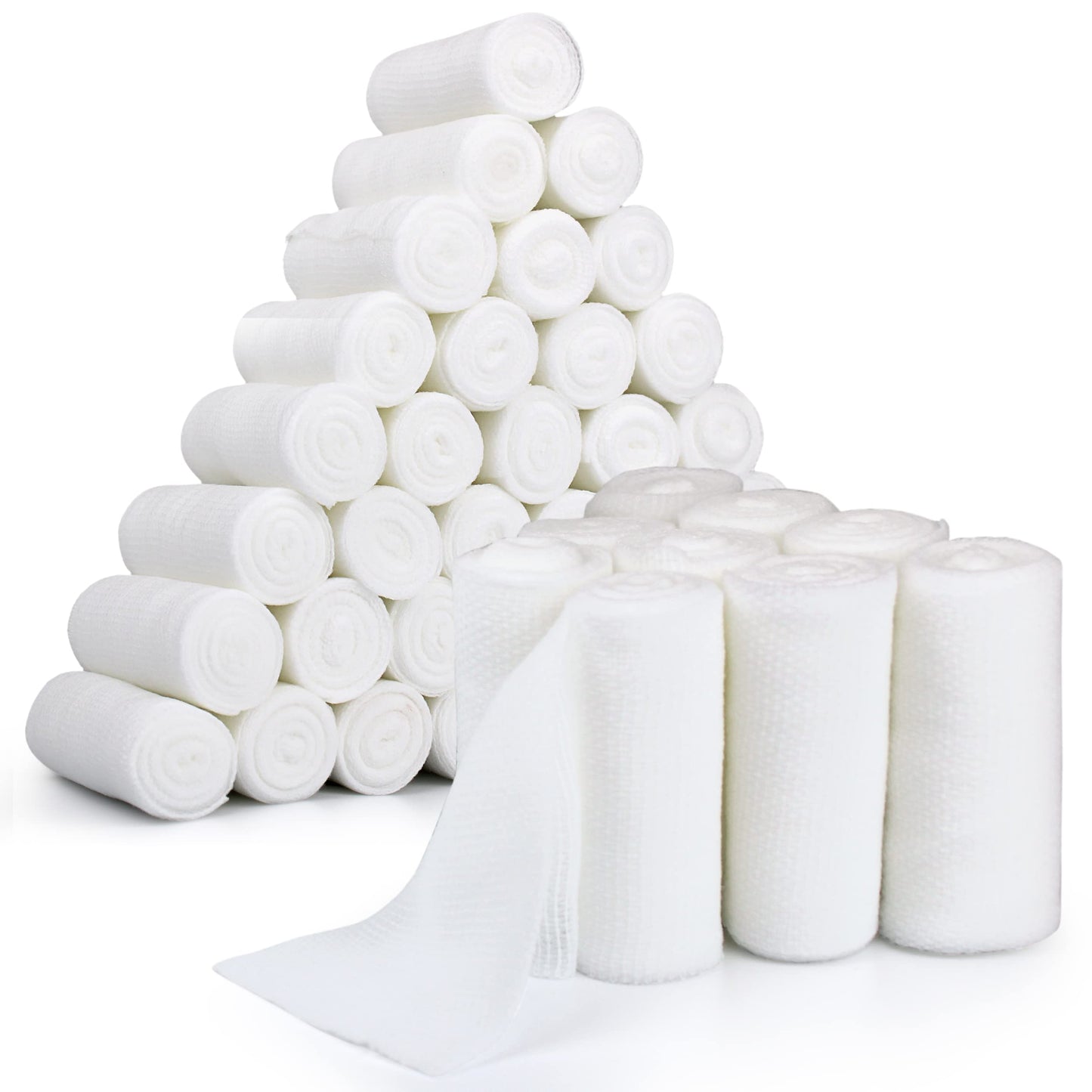 Gauze Rolls –36 Rolls- Premium First Aid Supplies for Safe Adventuring–Flexible, Stretchable, Breathable Gauze Bandage Rolls – 3” x 4.1 Yards Bandage Wrap for Wound Dressing