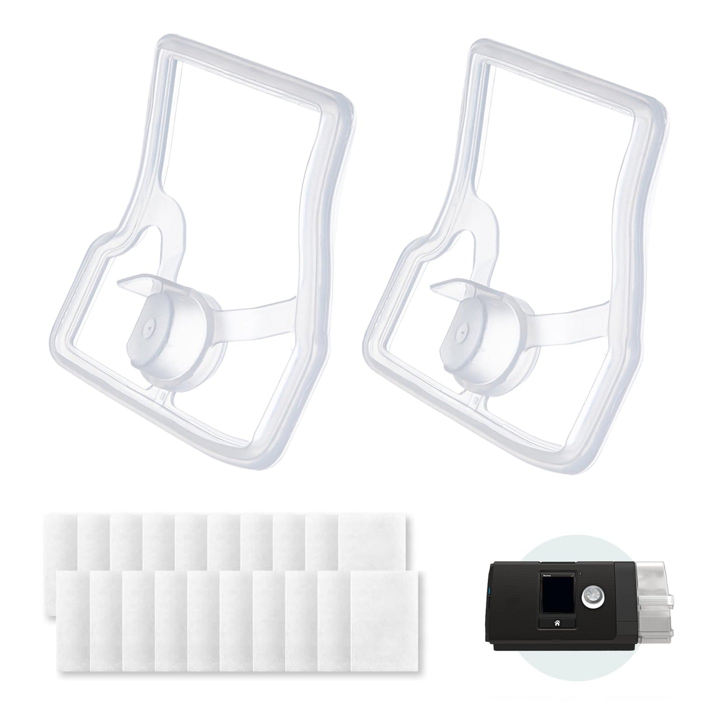 2-Pack Replacement Gaskets for AirSense 10 Water Chamber with 20-Pack Filters – FSA & HSA Eligible – Silicone Gaskets Compatible with HumidAir Standard Tub for Air10 Devices – AirSense 10 Supplies